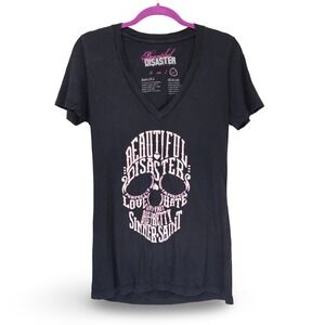 Beautiful Disaster Graphic Tee‎ Women XL Black Excellent